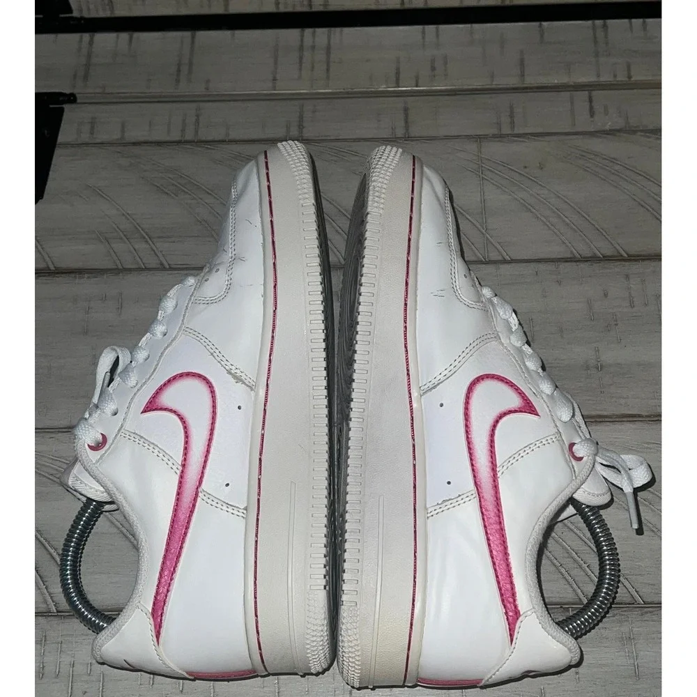 Nike Women's Size 7 Air Force 1 Pink White Airbrush Used